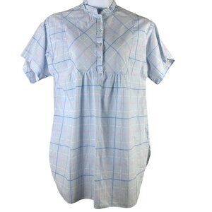 Vintage Blouse Pastel Plaid Print Short Sleeved Button Top Sz Large Amanda Payne